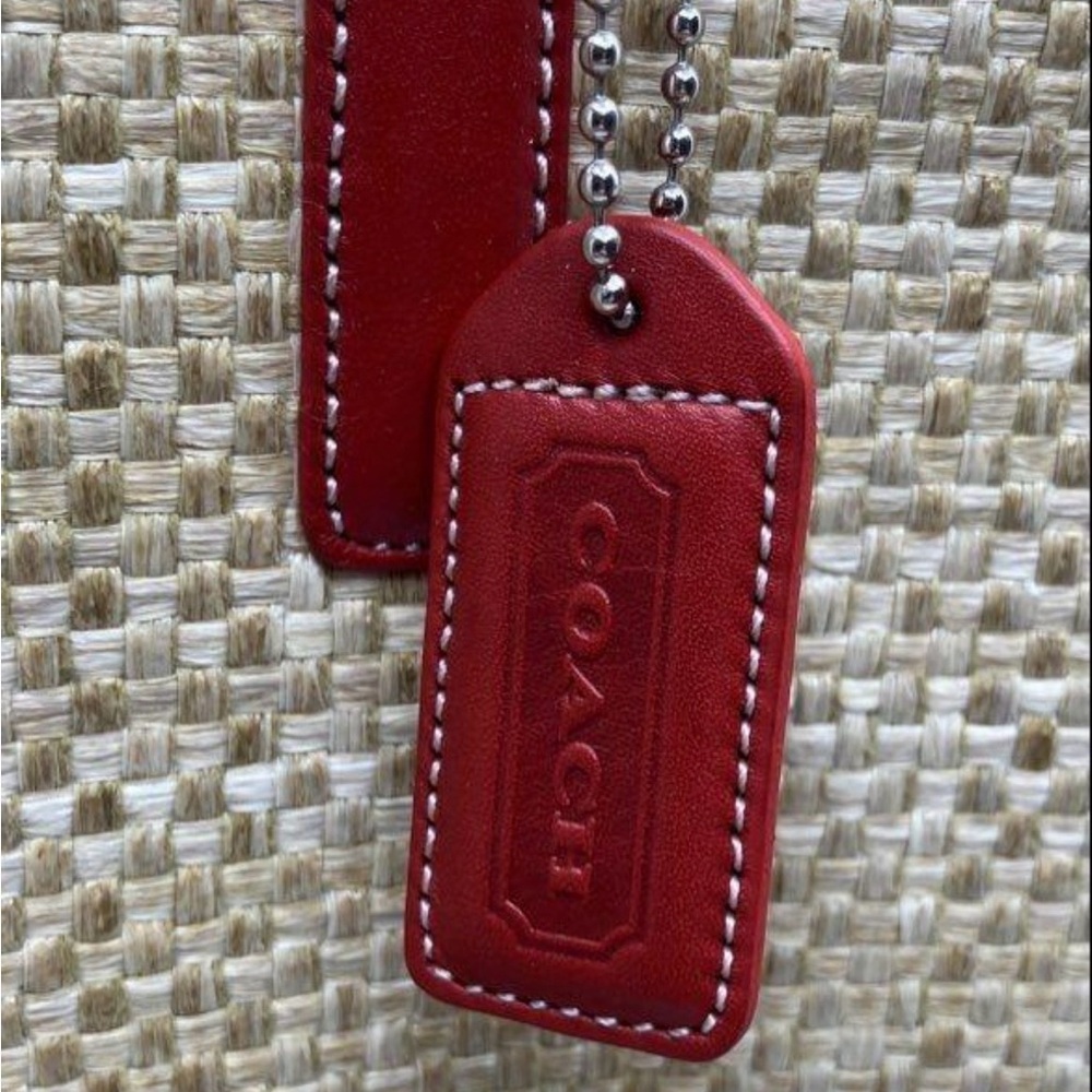 Coach Straw Tote with Red Leather Trim - Picture 2 of 9